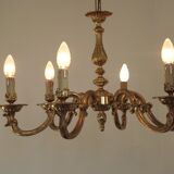 Stunning French Antique Art Nouveau Quality Bronze 6 Light Chandelier 3899