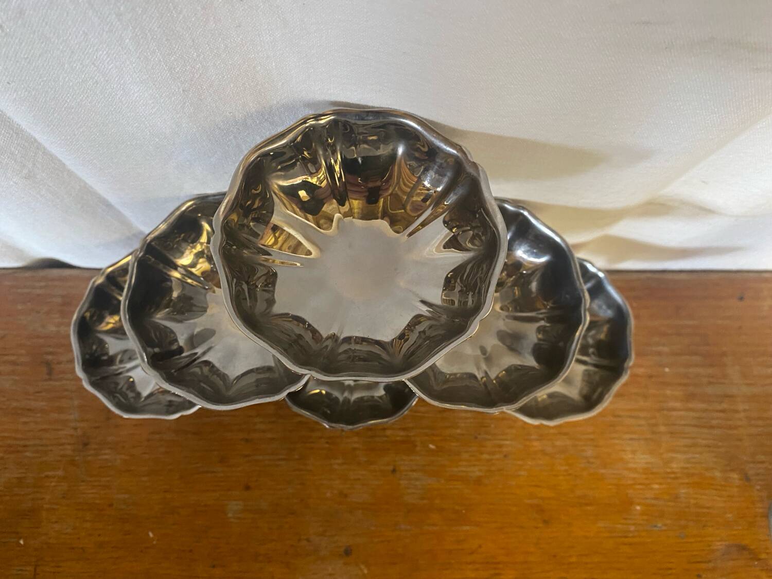 Set of 6 stainless steel ice cream bowls, made in france, vintage