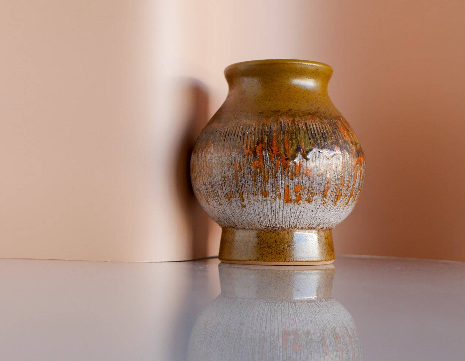 Mid-century Scandinavian modern art pottery vase in ceramic from Tilgmans, Sweden