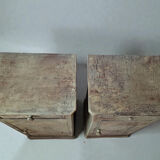 Pair of antique bedside tables with a green patina