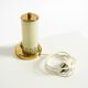 A beautiful, rare 1950s brass table lamp with one opal glass shade adorned