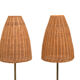 Pair of mid century table lamps with wicker shades by lyfa