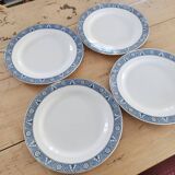 Lot de 4 assiettes Plates terre de fer Vintage, vaiselle ancienne