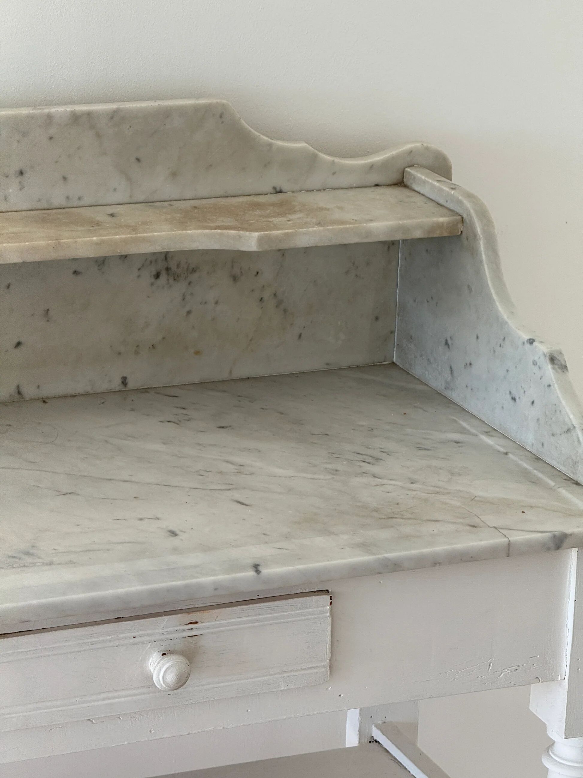 Shabby chic wooden and marble dressing table