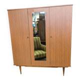 Vintage wardrobe with needle feet and 2 mirrored doors