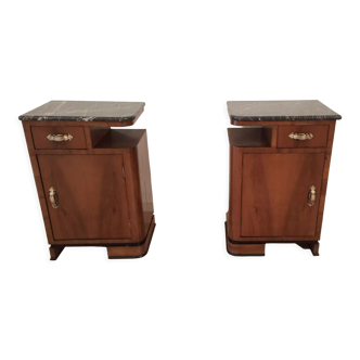 Tables de chevet italiennes Art Déco en noyer, Set de 2