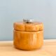 Vintage box in varnished wooden flower lid