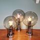Maxi Globe trio of ceiling lights in smoked glass, RAAK Amsterdam, 1960