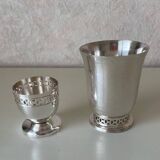 Silver-plated egg cup and tumbler set
