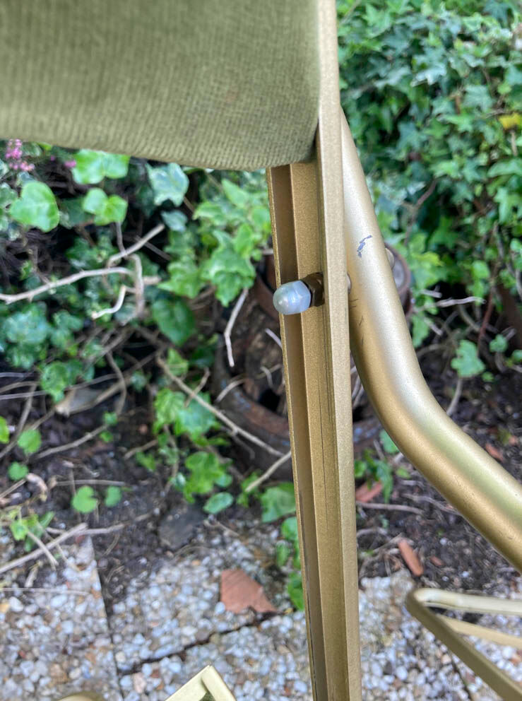 Set of 4 vintage folding armchairs in green velvet