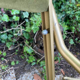 Set of 4 vintage folding armchairs in green velvet