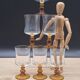 Set of 6 antique Luminarc glasses with amber feet