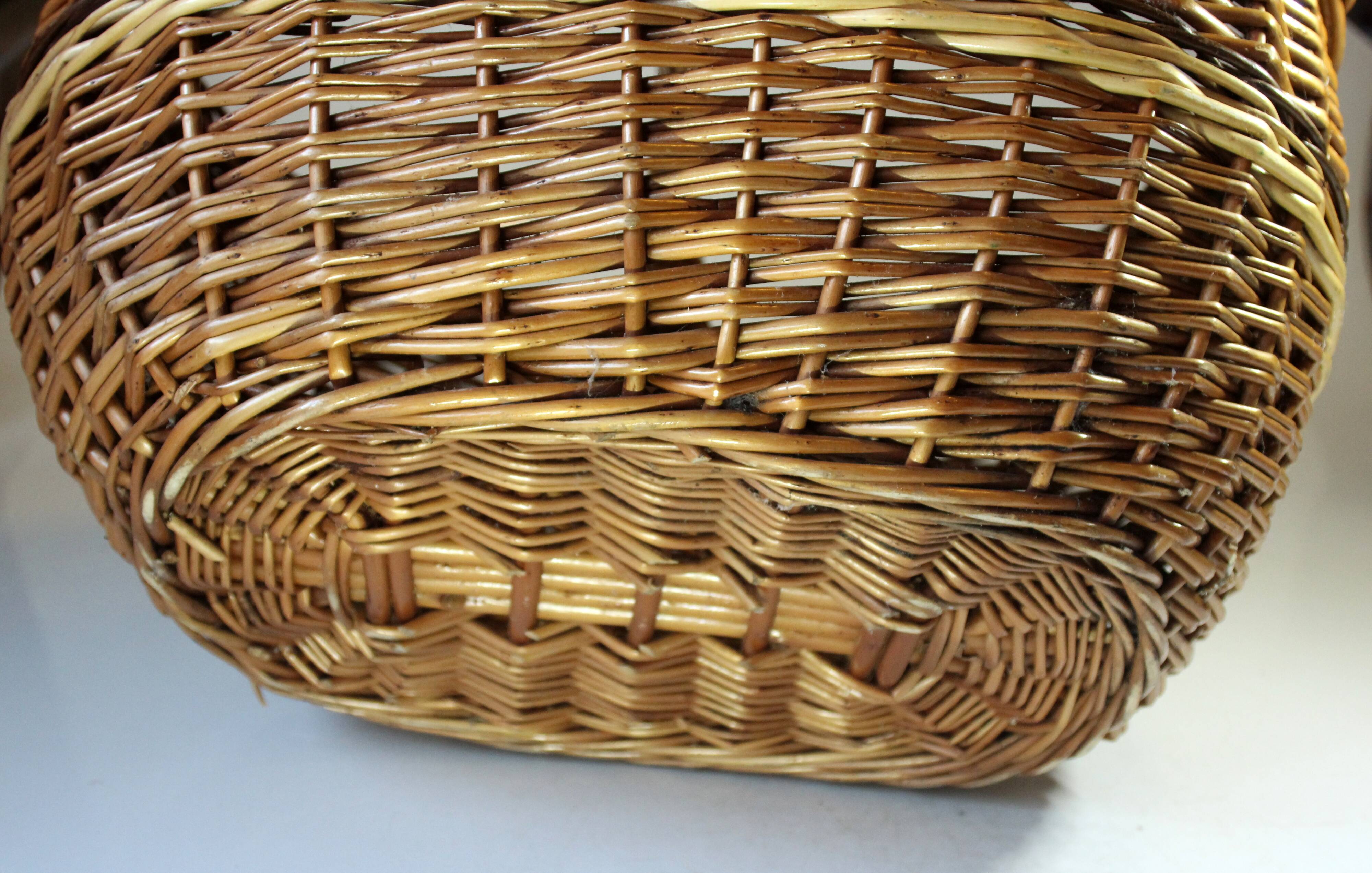Wicker shopping basket, braided, handmade, vintage