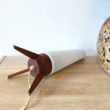 Rocket lamp, teak and opaline, 1950s