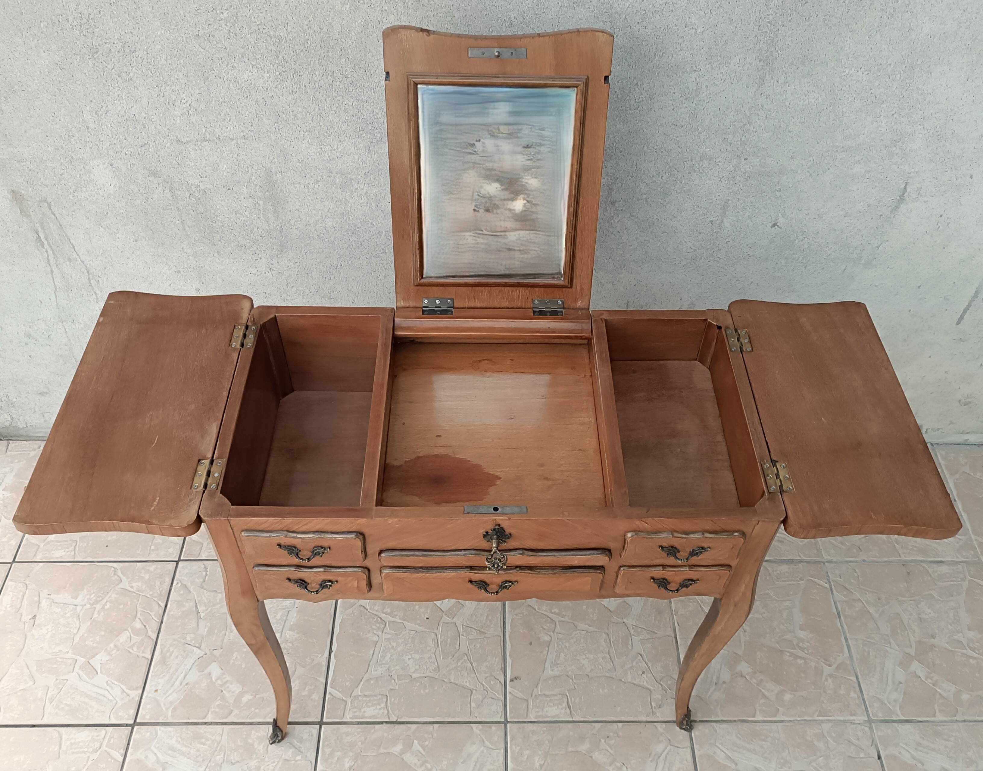 Louis XV style walnut veneer sewing table