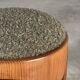 Sculptural pair of ash wood stools with dedar milano bouclé