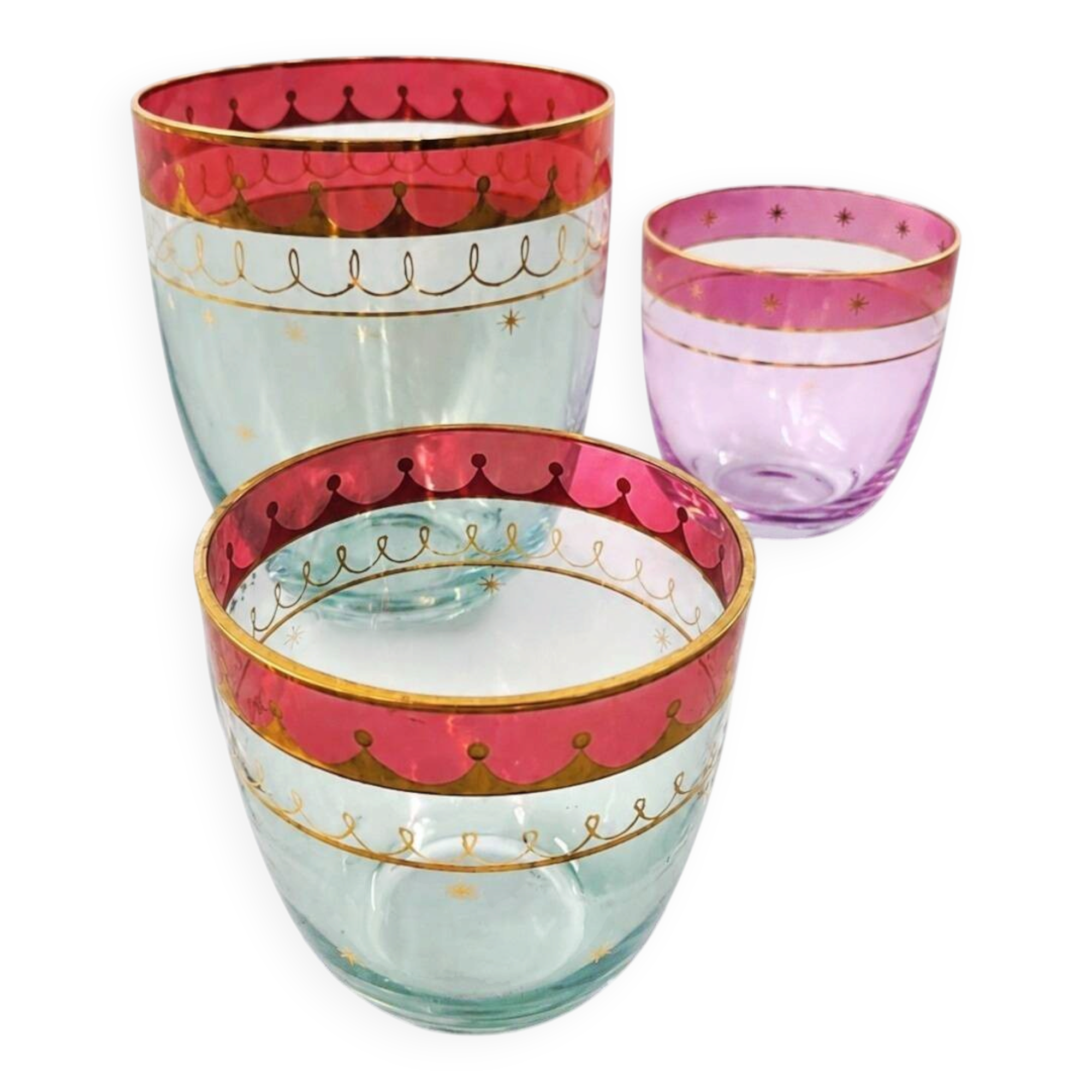 Set of 3 Chopard Vintage Vases/Pots – Fine Crystal and Gold