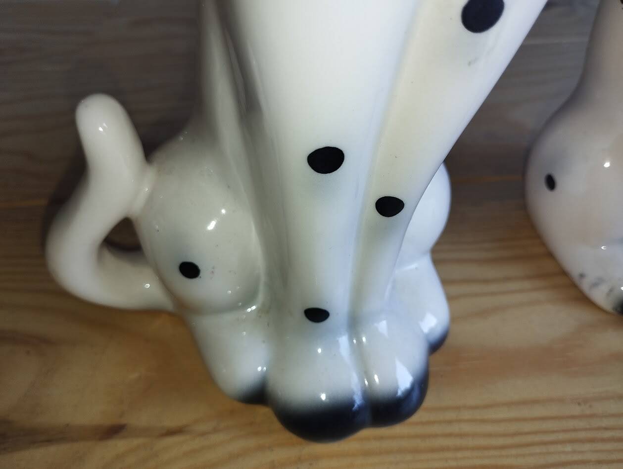 Paire de chiens dalmatiens vintage