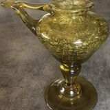 Lampe à huile en verre soufflé main bullé jaune verrerie biot