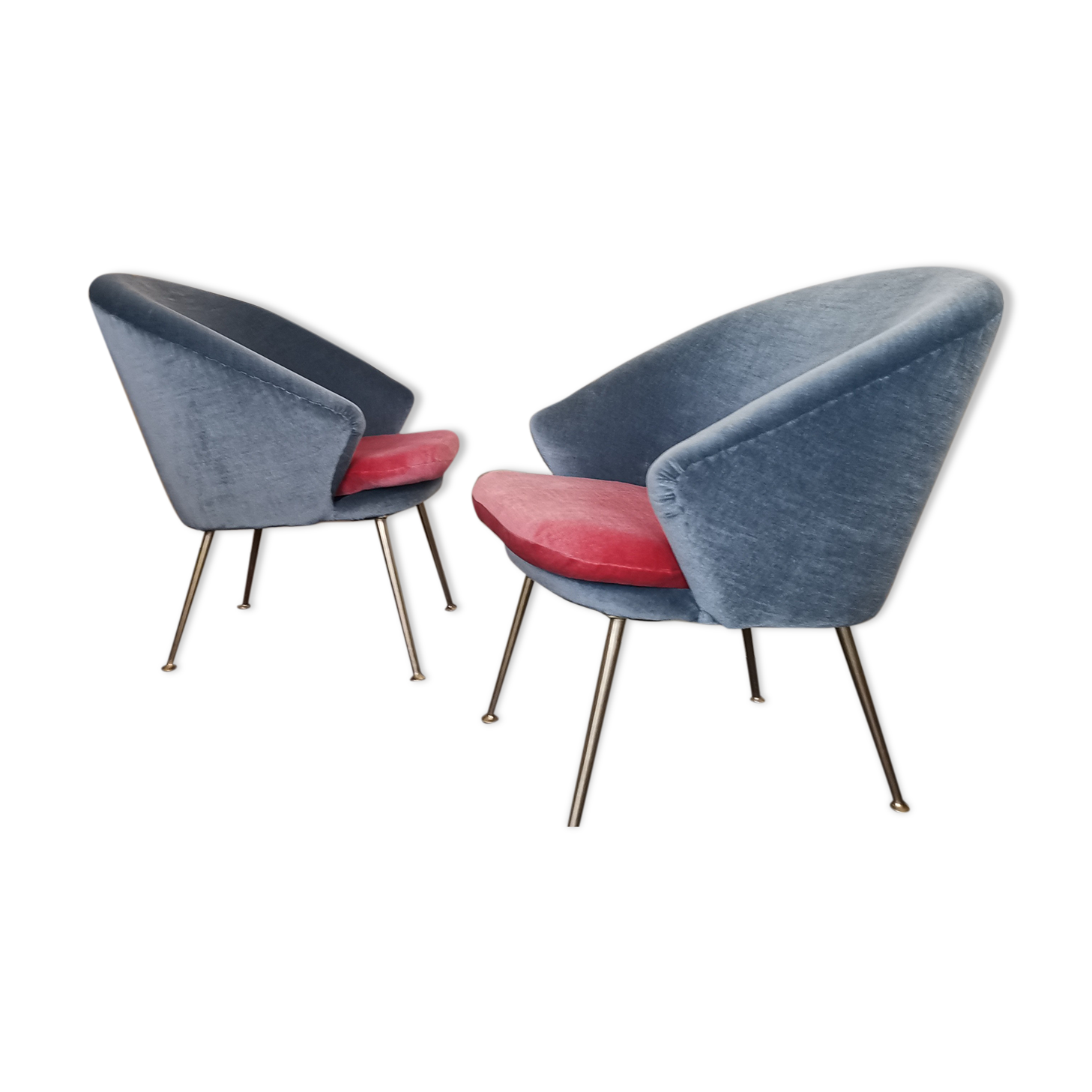 Egg curved armchairs from the 50s and 60s restored Italian design
