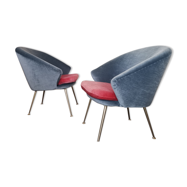 Fauteuils egg curved annees 50 60 restauré design italien
