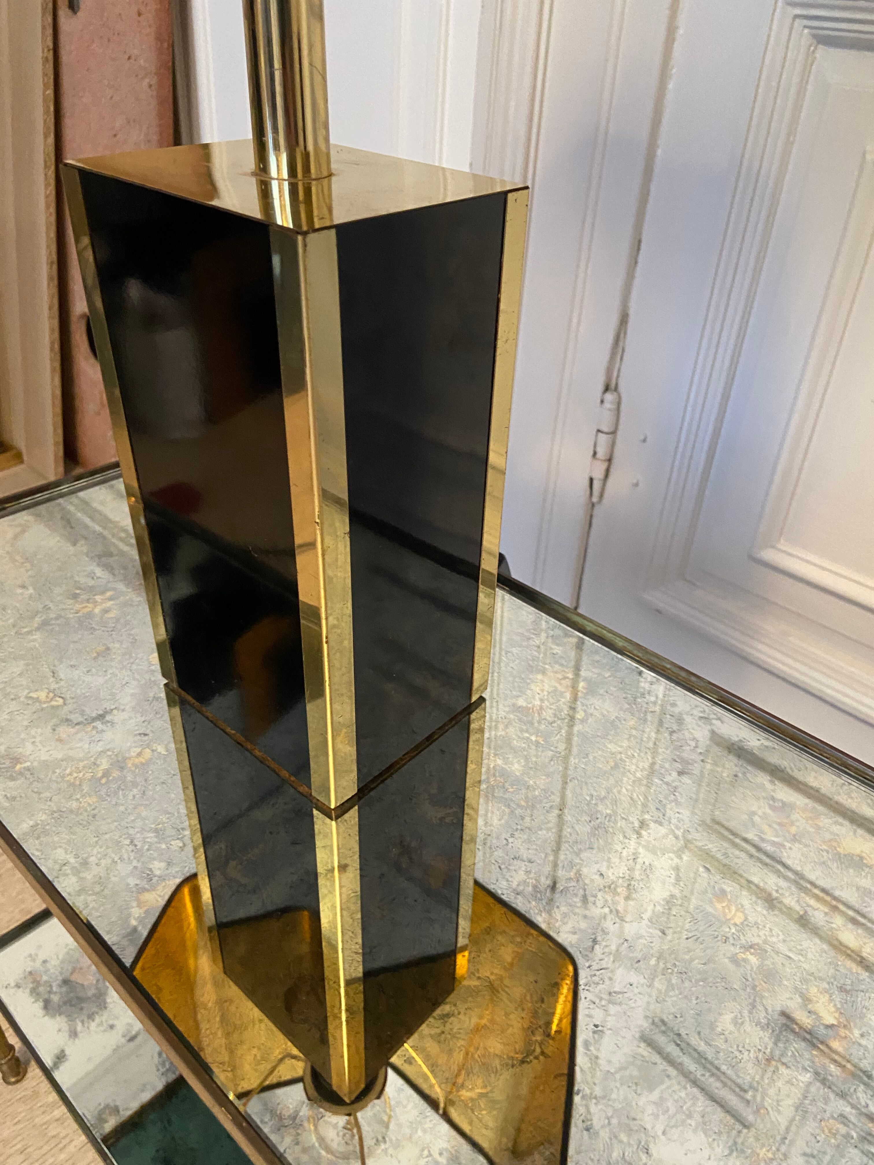 Pair of black and gold lacquered lamps, 1980s