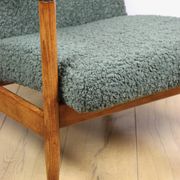GFM-142 armchair, design by Edmund Homa from the 70s, olive green thick boucle - 2 pieces available