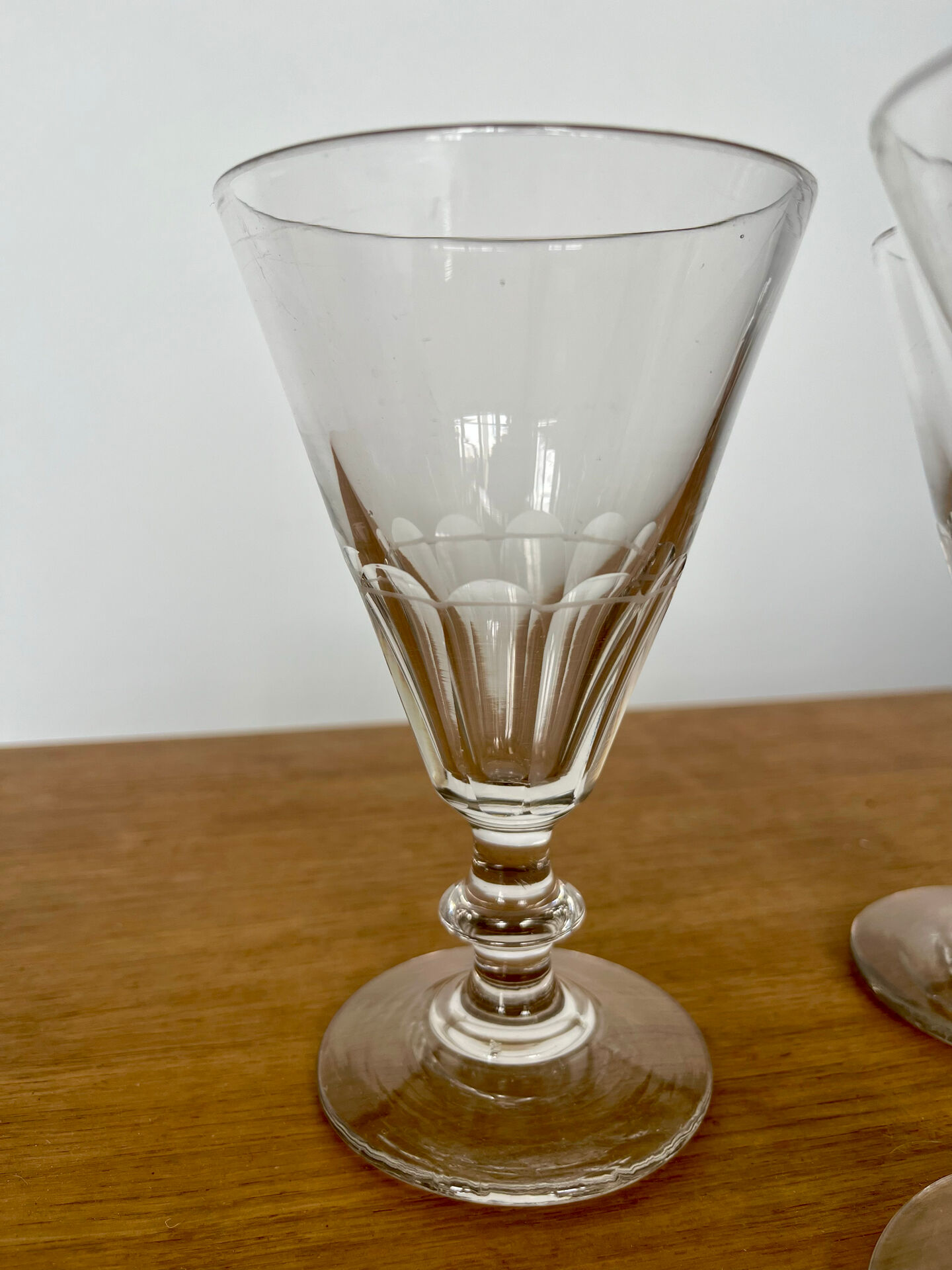 Set 3 verres à eau taillés main, XIXème