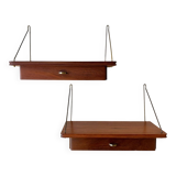 Vintage set of 2 floating nightstands - shelves