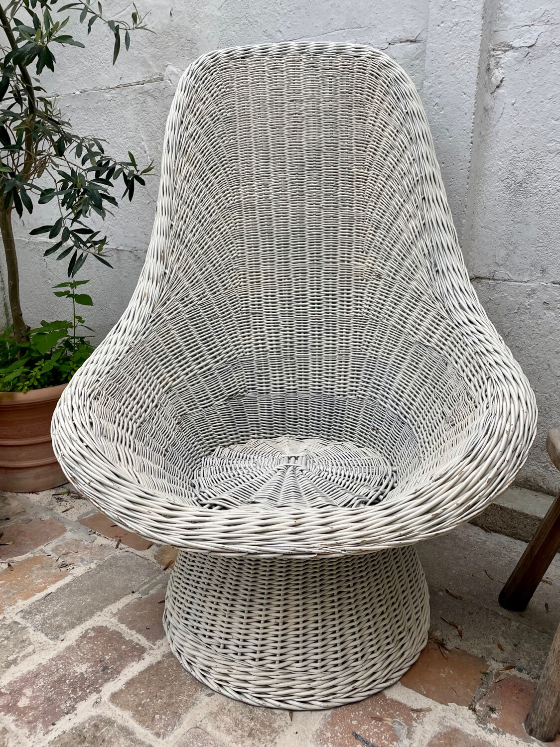 White rattan armchair