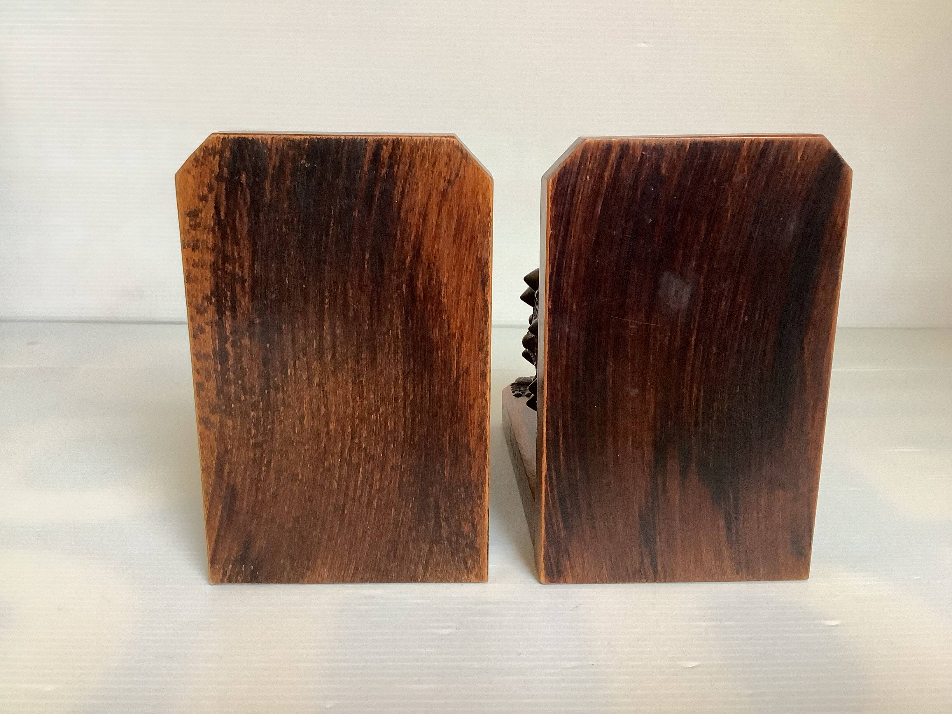 Pair of wooden ball bookends