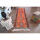 1970s Vintage Turkish Hand-Knotted Wool Cotton Orange Runner Rug 92x320