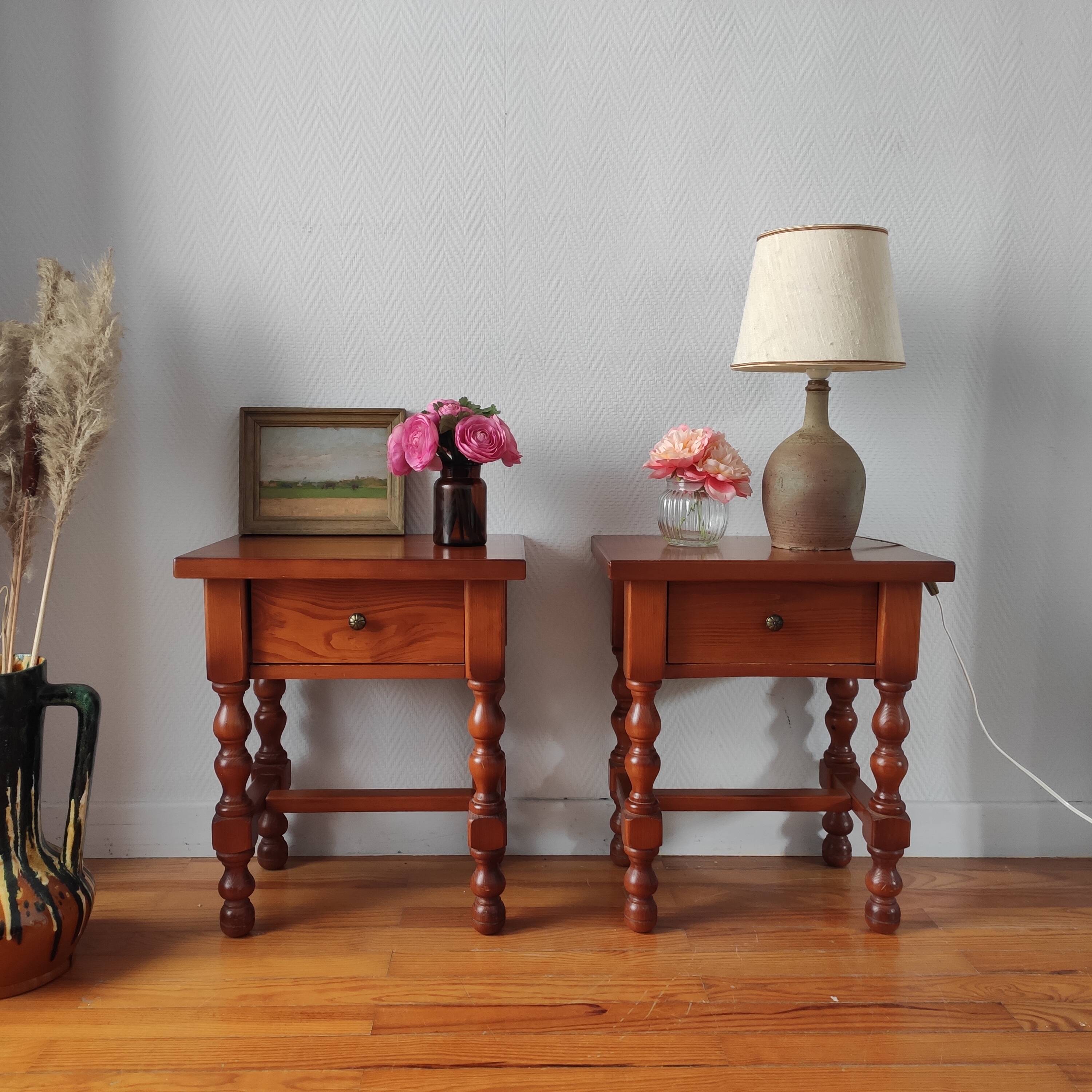 Pair of classic vintage bedside tables