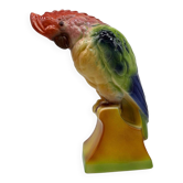 Large Cockatoo Saint-Clément France Hand-Painted Ceramic Tropical Bird