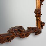 Romantic Wooden Mirror with Floral Details, France 1950s