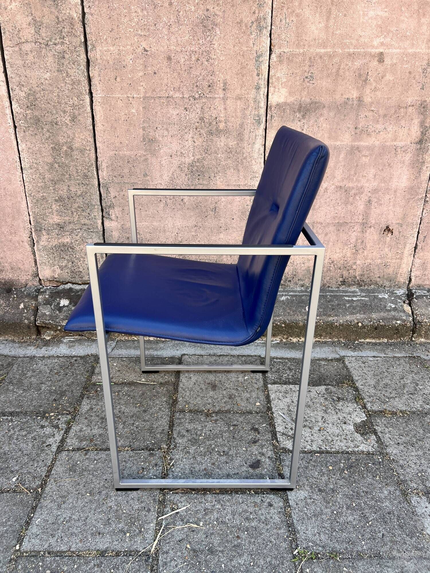 Four Arco Frame Dining Chairs / Blue Leather / Burkhard Vogther