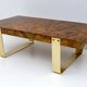 Mid-Century Modern Italian Briar Walnut and Brass Coffee Table, 1970s