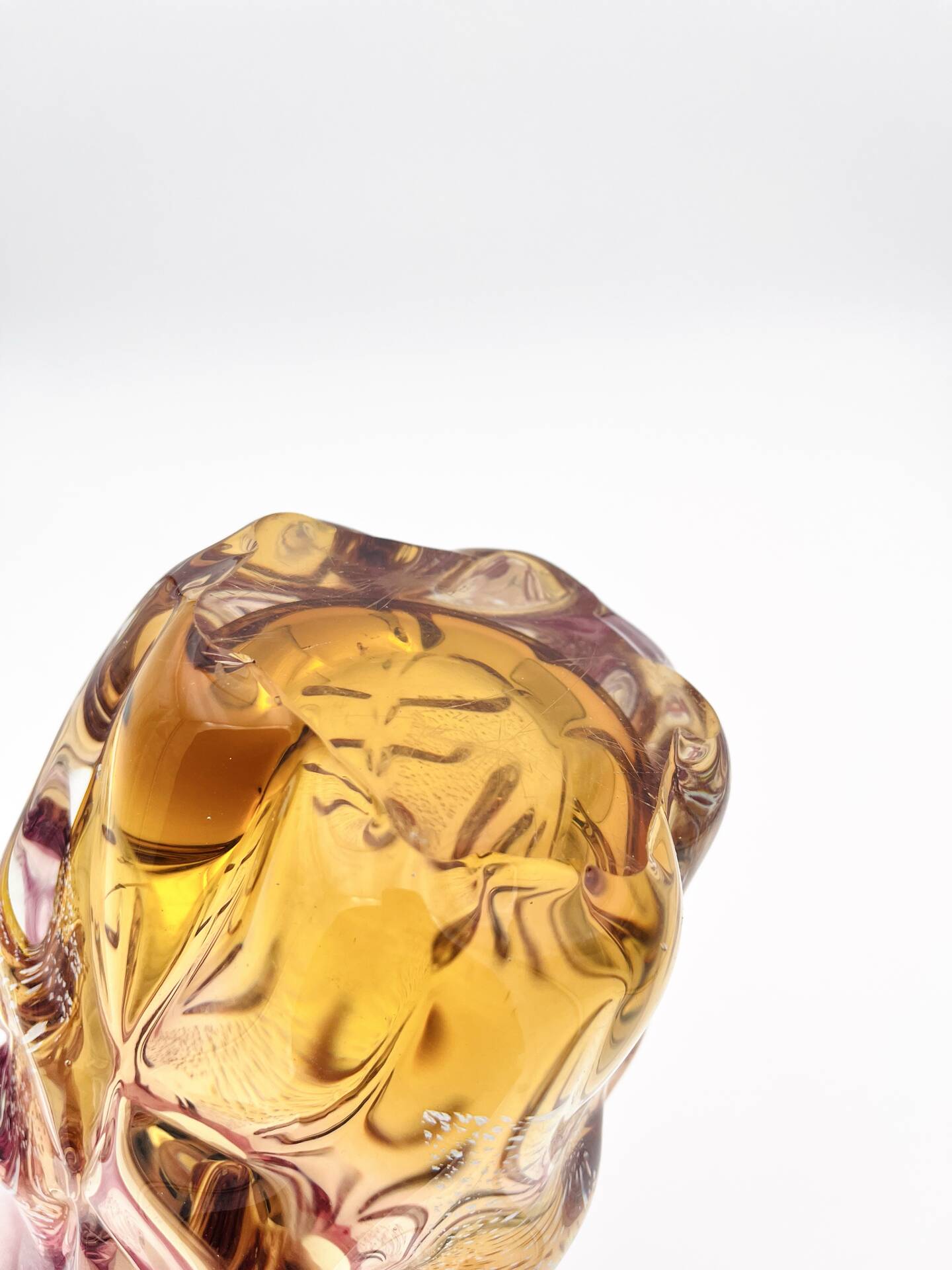 Vase Studio Glass Josef Hospodka Chribska Sommerso Feuille Argent