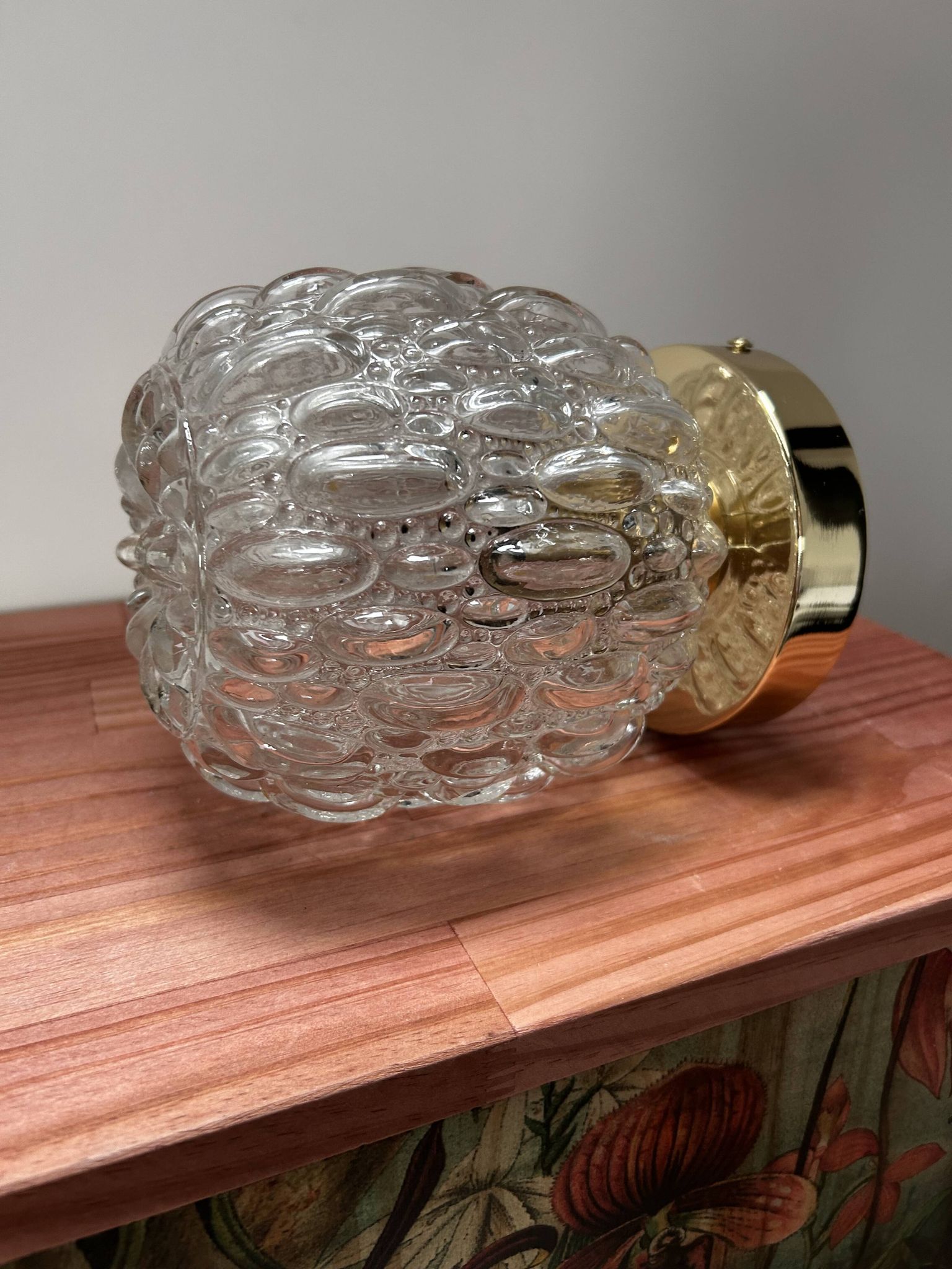 Applique murale ou plafonnier en verre bullé