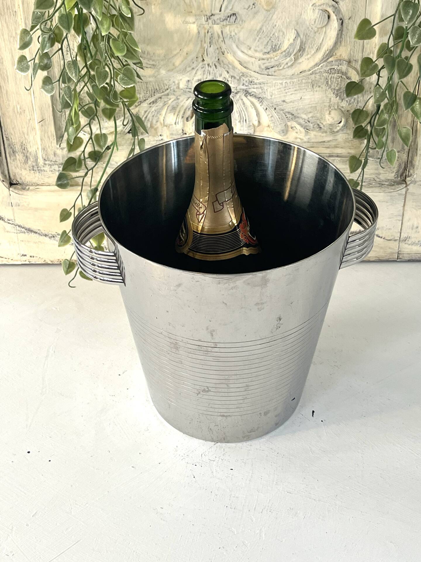 Art Deco Champagne Ice Bucket, Vintage French Chromed Stainless Steel