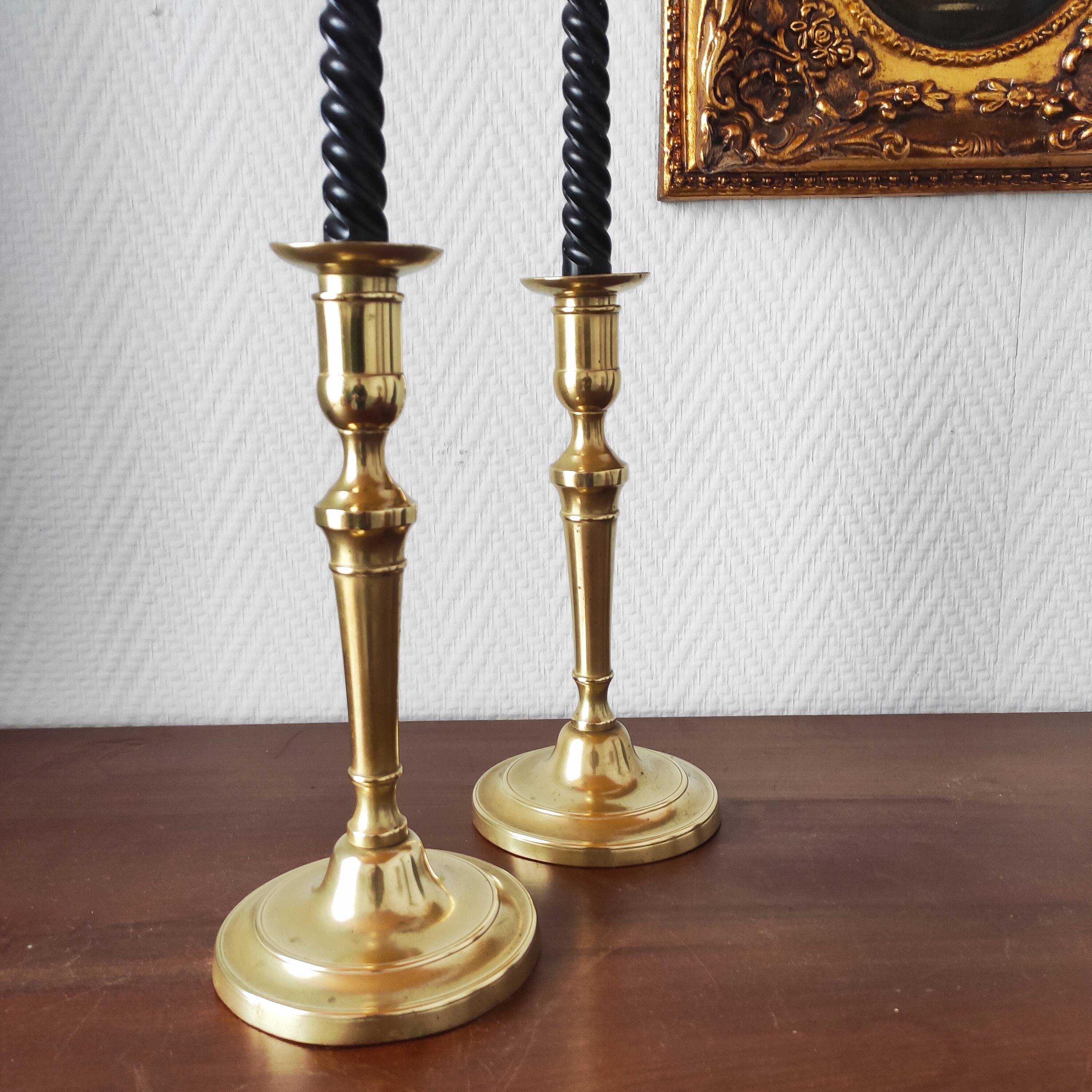 Pair of vintage solid brass candlesticks