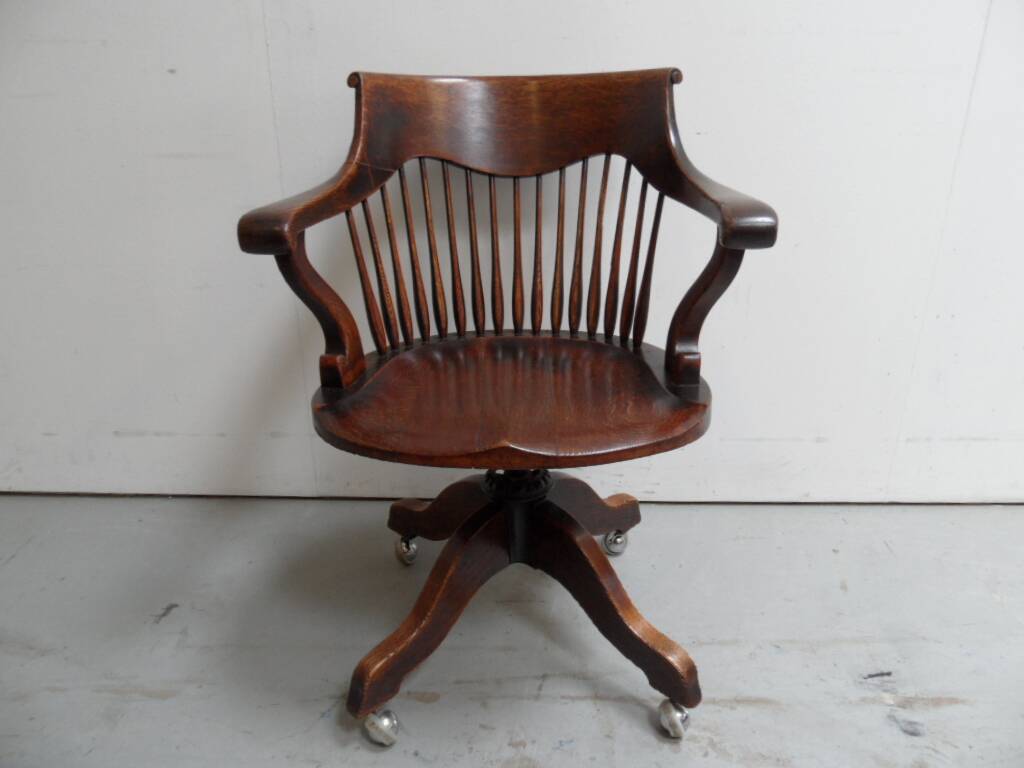 Antique oak office armchair