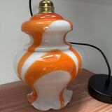 Seventies orange and white marbled pendant light