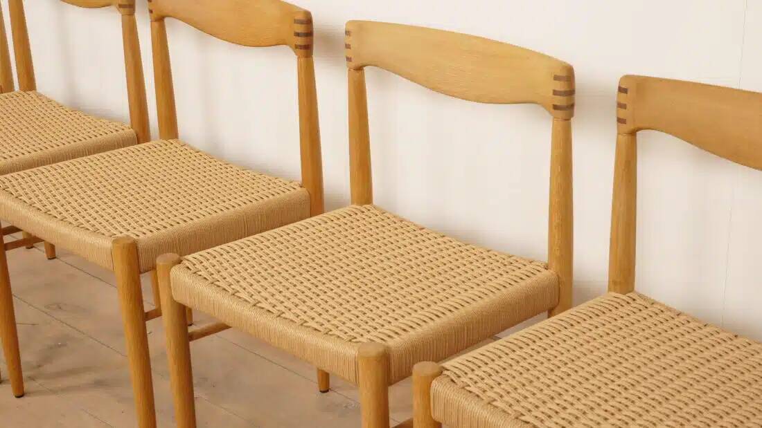 6 x dining chair | Bramin | H.W. Klein | Soaped oak | Restored