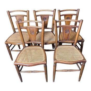 5 chaises bistrot cannées