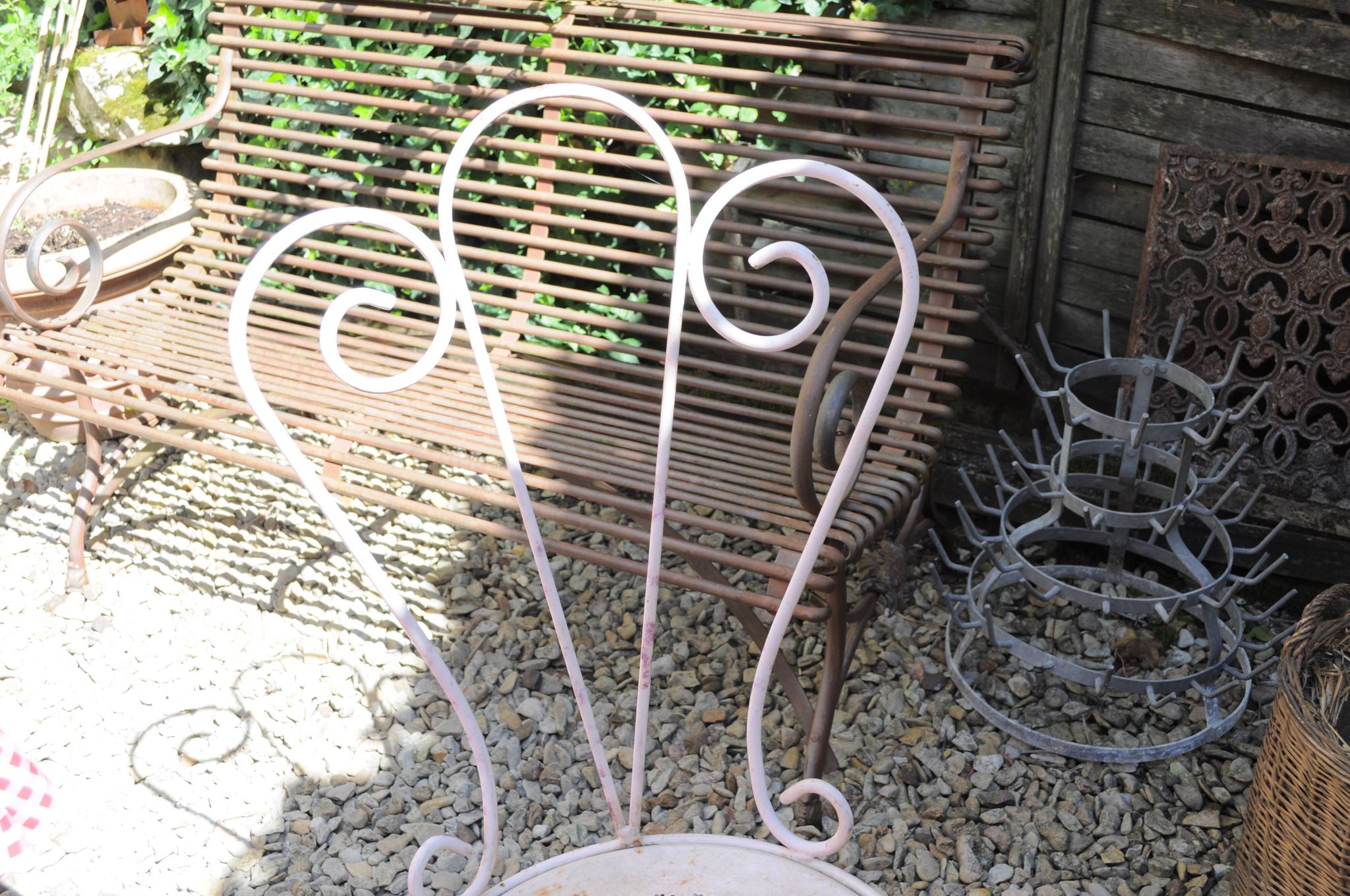 Paire de chaises de jardin Années 40-50 en métal blanc
