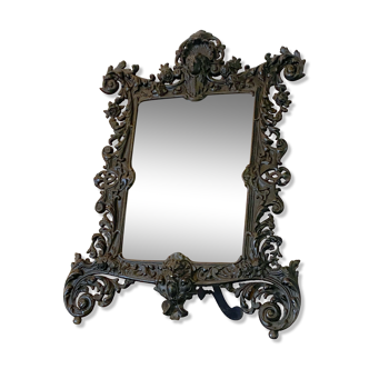Frame to be installed around 1880 rockery with mascaron and bevelled mirror acanthus leaf