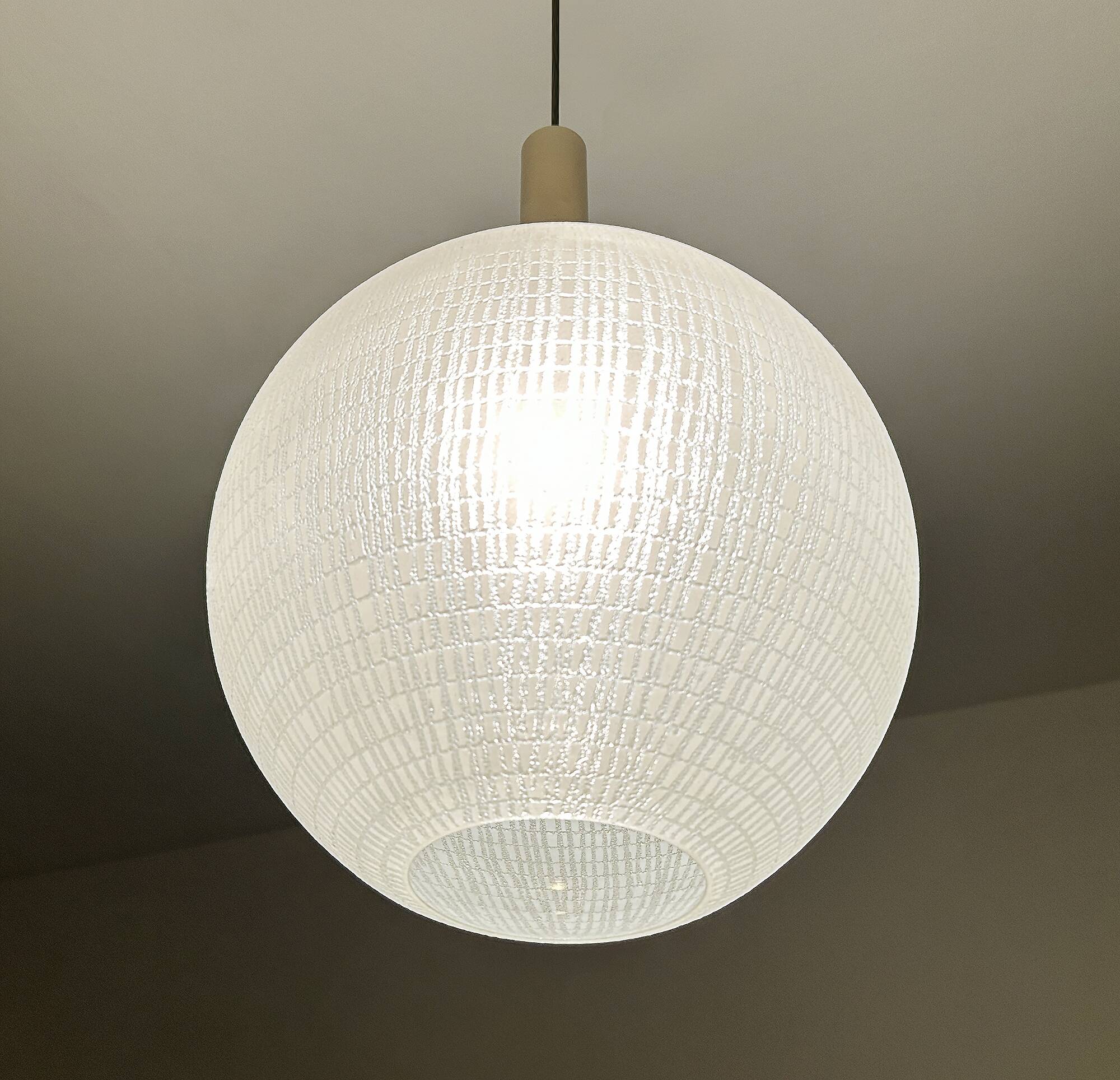 Large vintage glass ball pendant light, 60s