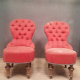 Pair of upholstered toad chairs