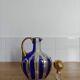 Vintage Moser style carafe / flask, cobalt blue and gold.